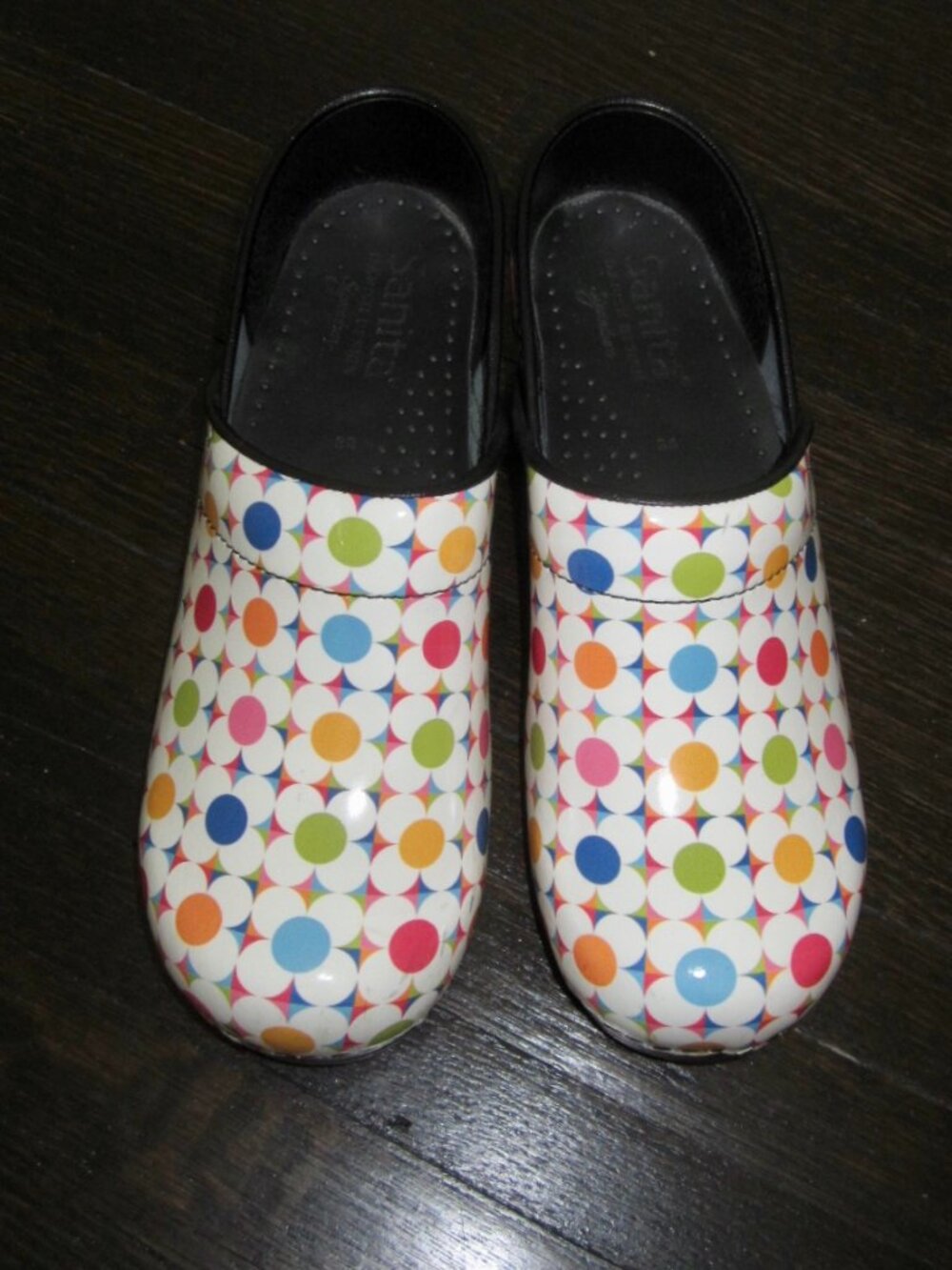SANITAS Clogs Danish Design Minimalist Geometric Flowers Women's 38